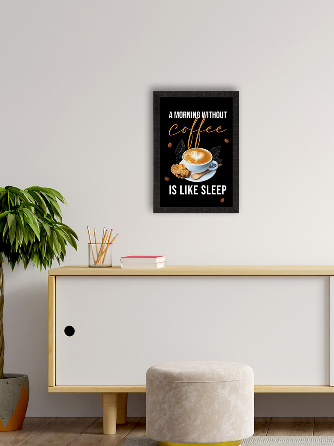 

eCraftIndia Black Motivational Quote Printed Framed UV Art Painting