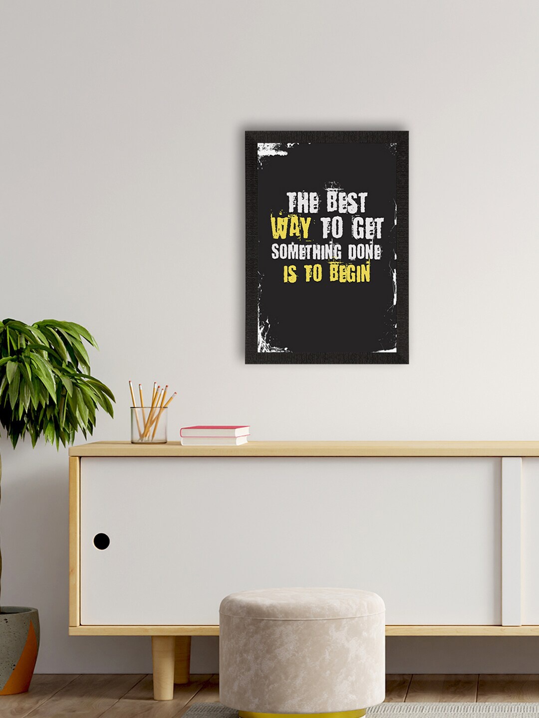 

eCraftIndia Black & White Motivational Quotes Printed Framed UV Wall Art