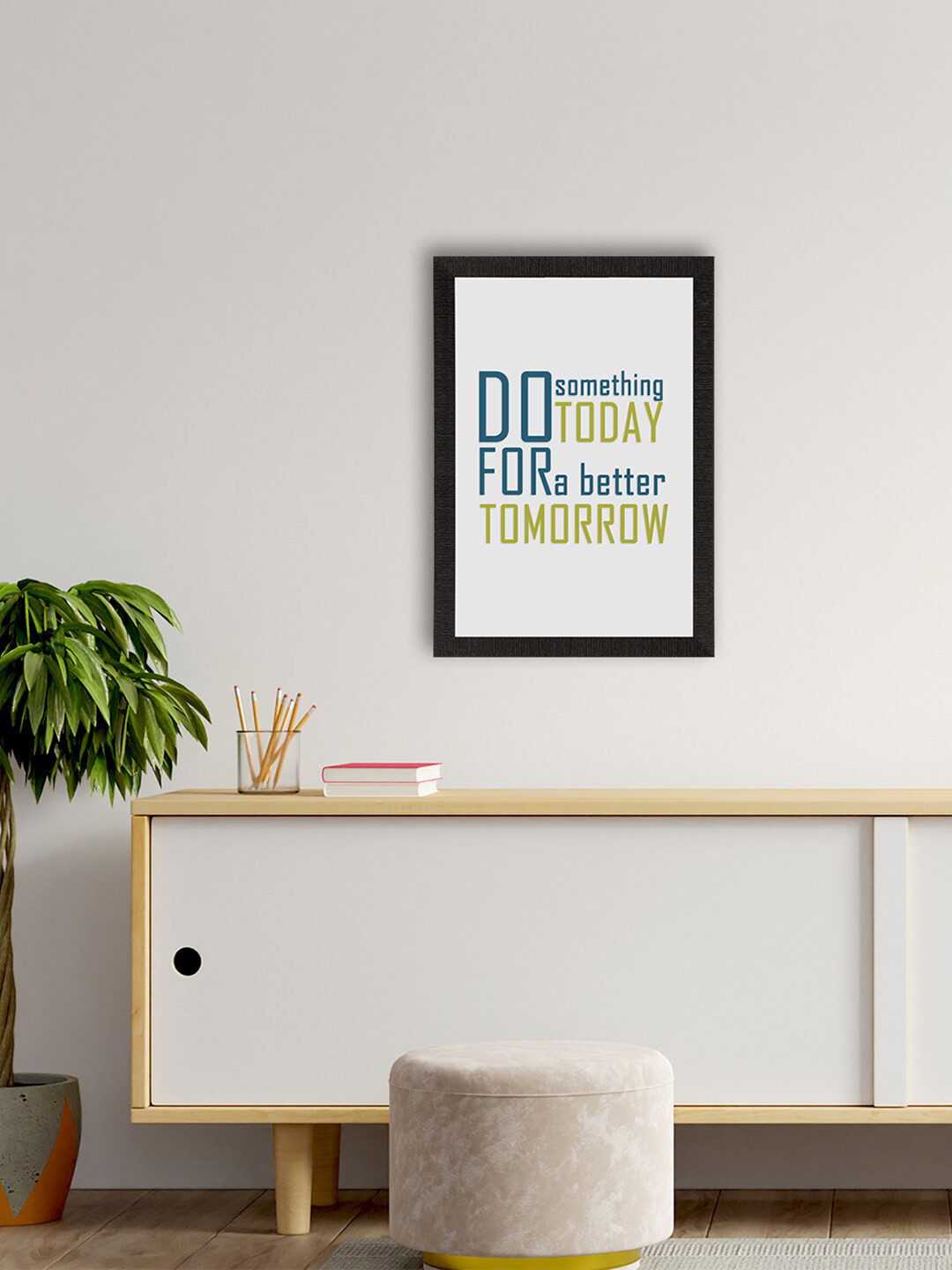 

eCraftIndia White & Blue Motivational Quote Painting Wall Art
