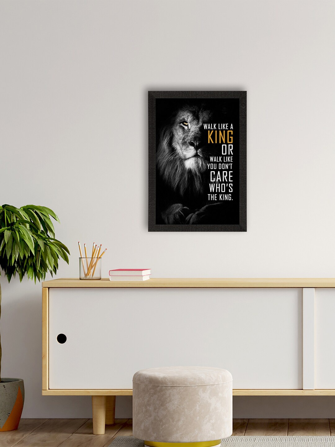 

eCraftIndia Balck & White Motivational Quote Satin Matt Texture UV Art Painting, Multi