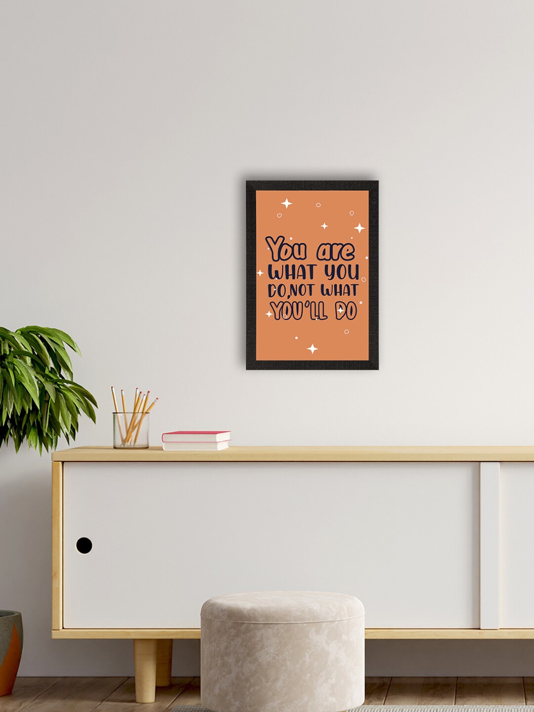 

eCraftIndia Orange & Black Motivational Quote Printed Framed Wall Art
