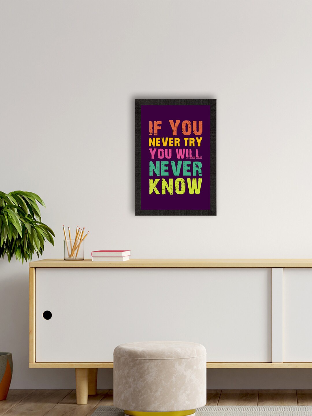

eCraftIndia Purple & Orange Motivational Quotes Printed Framed Wall Art