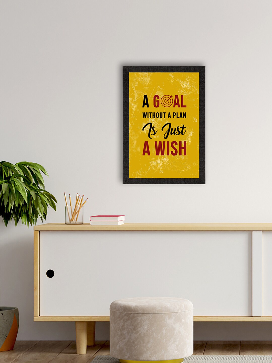 

eCraftIndia Yellow & Black Motivational Quote Satin Matt Texture UV Framed Wall Art