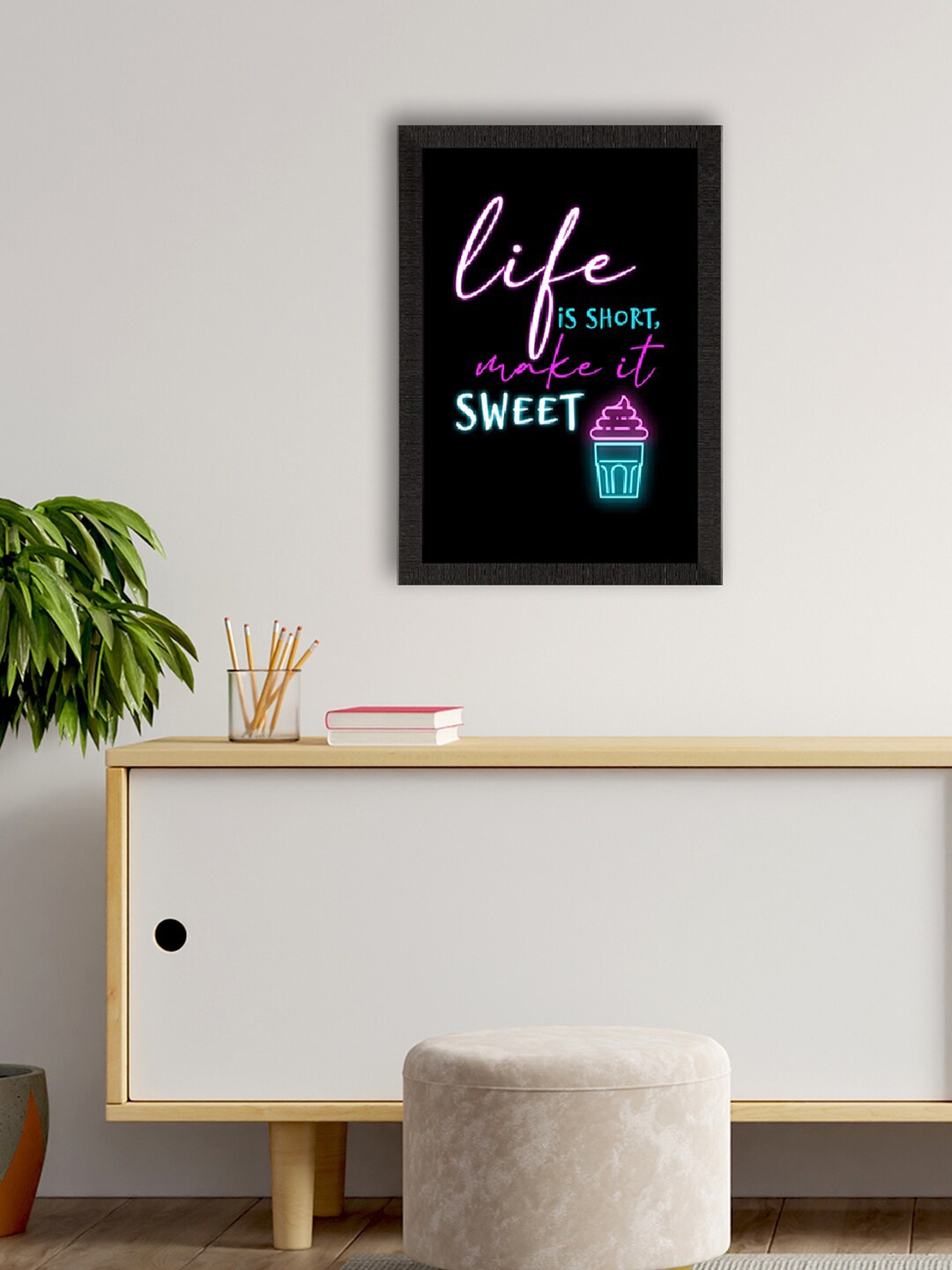 

eCraftIndia Black & Pink Motivational Quote Painting Wall Art