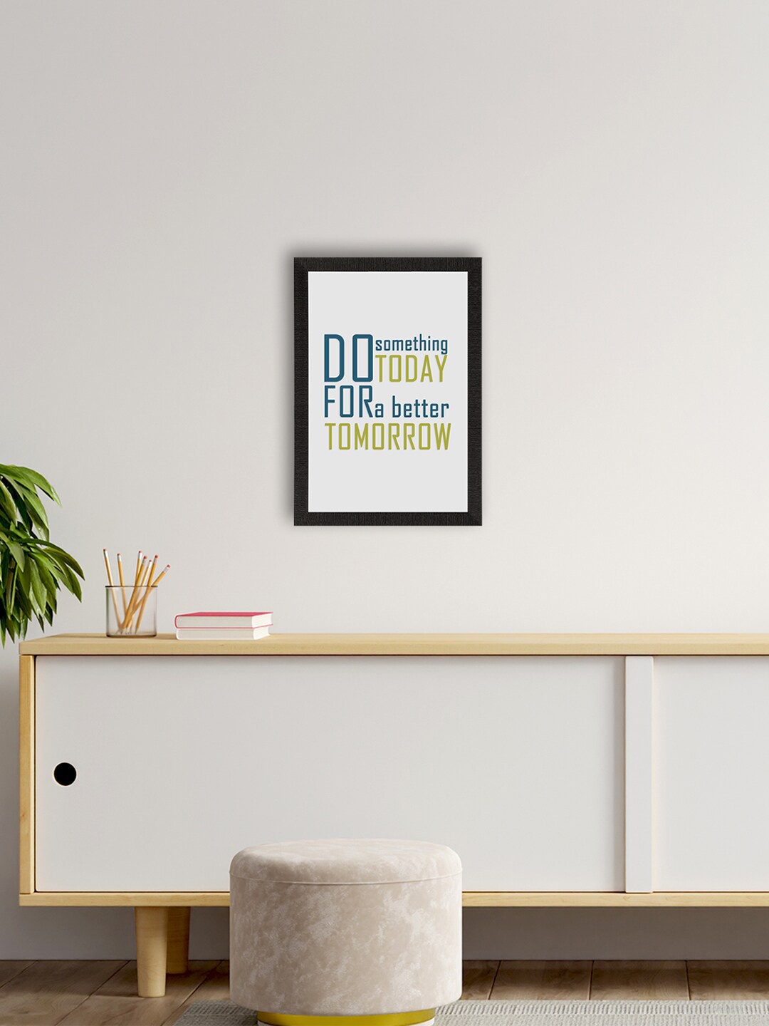 

eCraftIndia White Motivational Quote Satin Printed Framed Wall Art