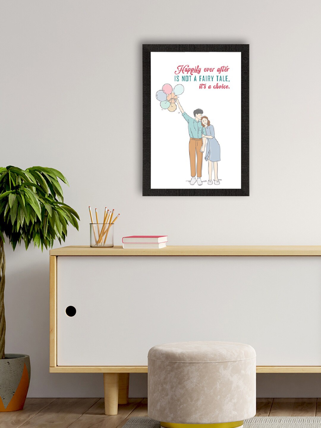 

eCraftIndia White & Blue Motivational Quote Painting Wall Art