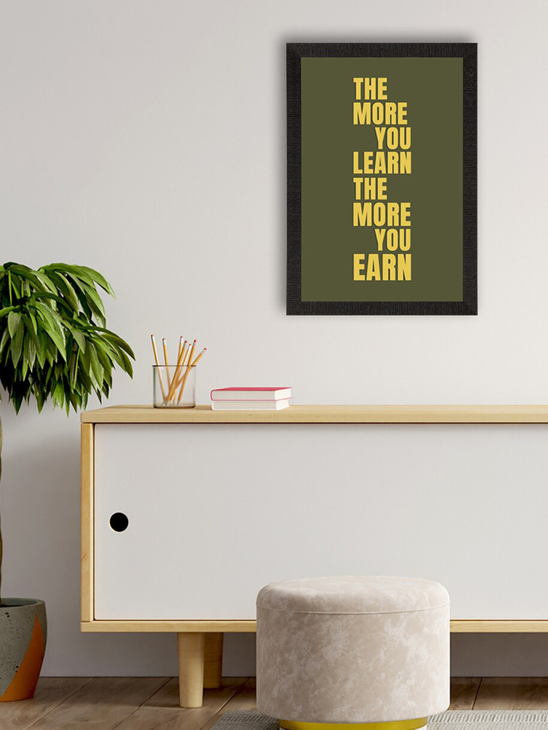 

eCraftIndia Green & Yellow Motivational Quote Satin Matt Texture UV Wall Art Painting