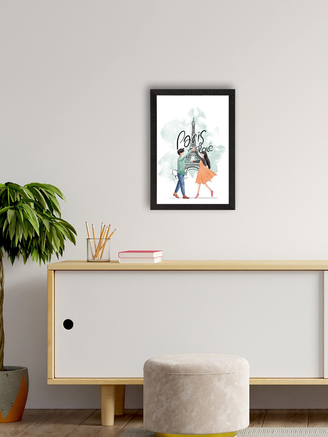 

eCraftIndia White & Black Printed Framed UV Art Painting