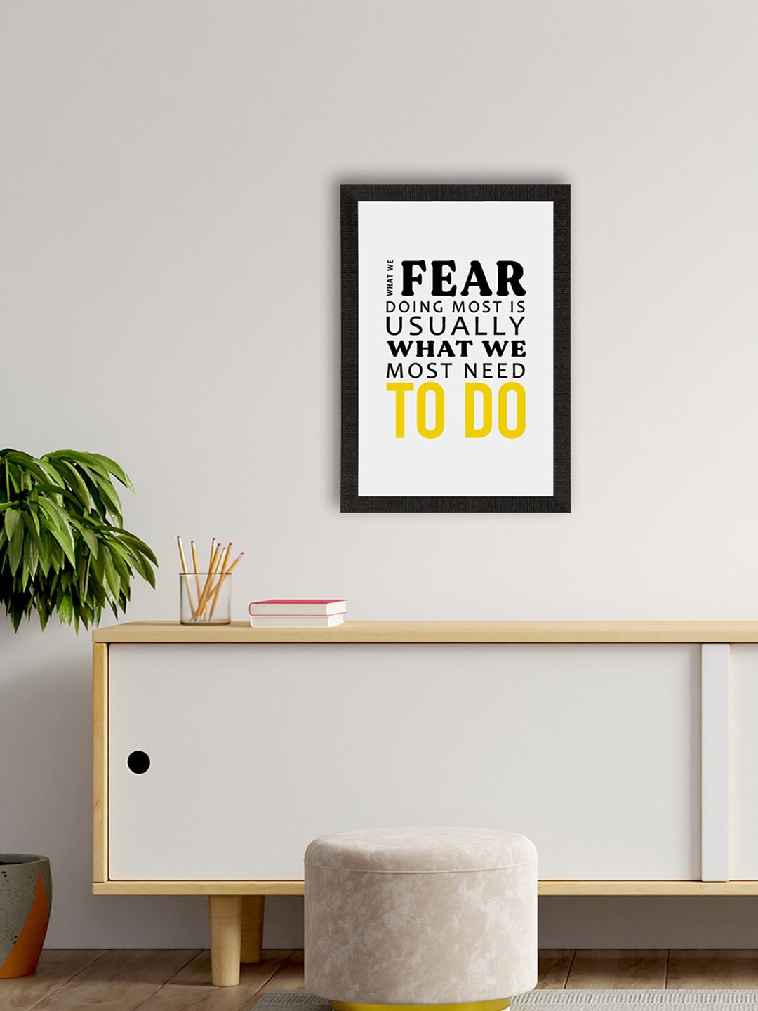 

eCraftIndia White & Black Motivational Quotes Printed Framed Wall Art