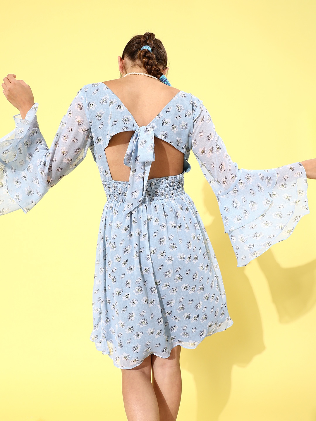 

MISH Women Stunning Blue Floral Cut Out Dress