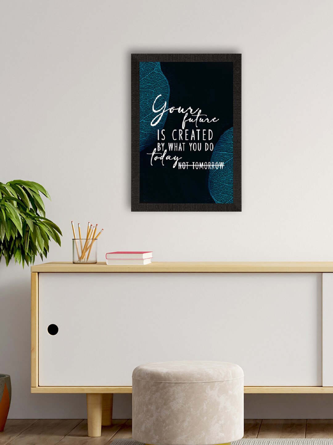 

eCraftIndia Black & Blue Motivational Quote Printed Framed UV Art Painting