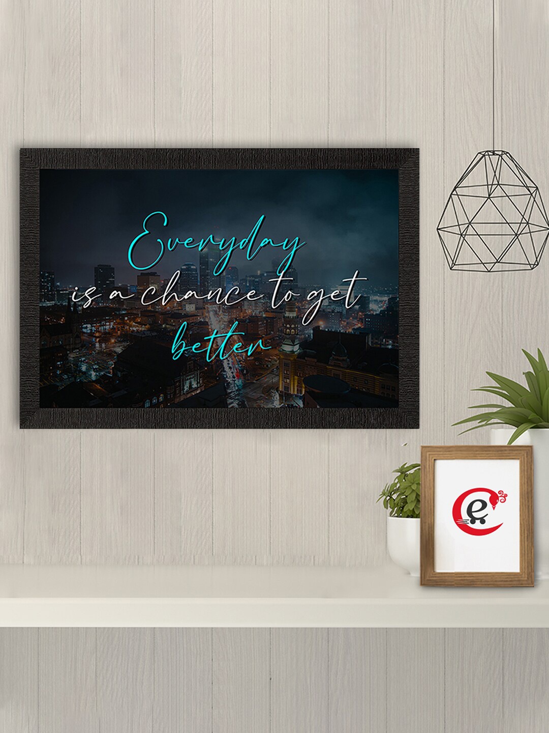

eCraftIndia Blue & Black Motivational Quote Satin Matt Texture UV Framed Wall Art