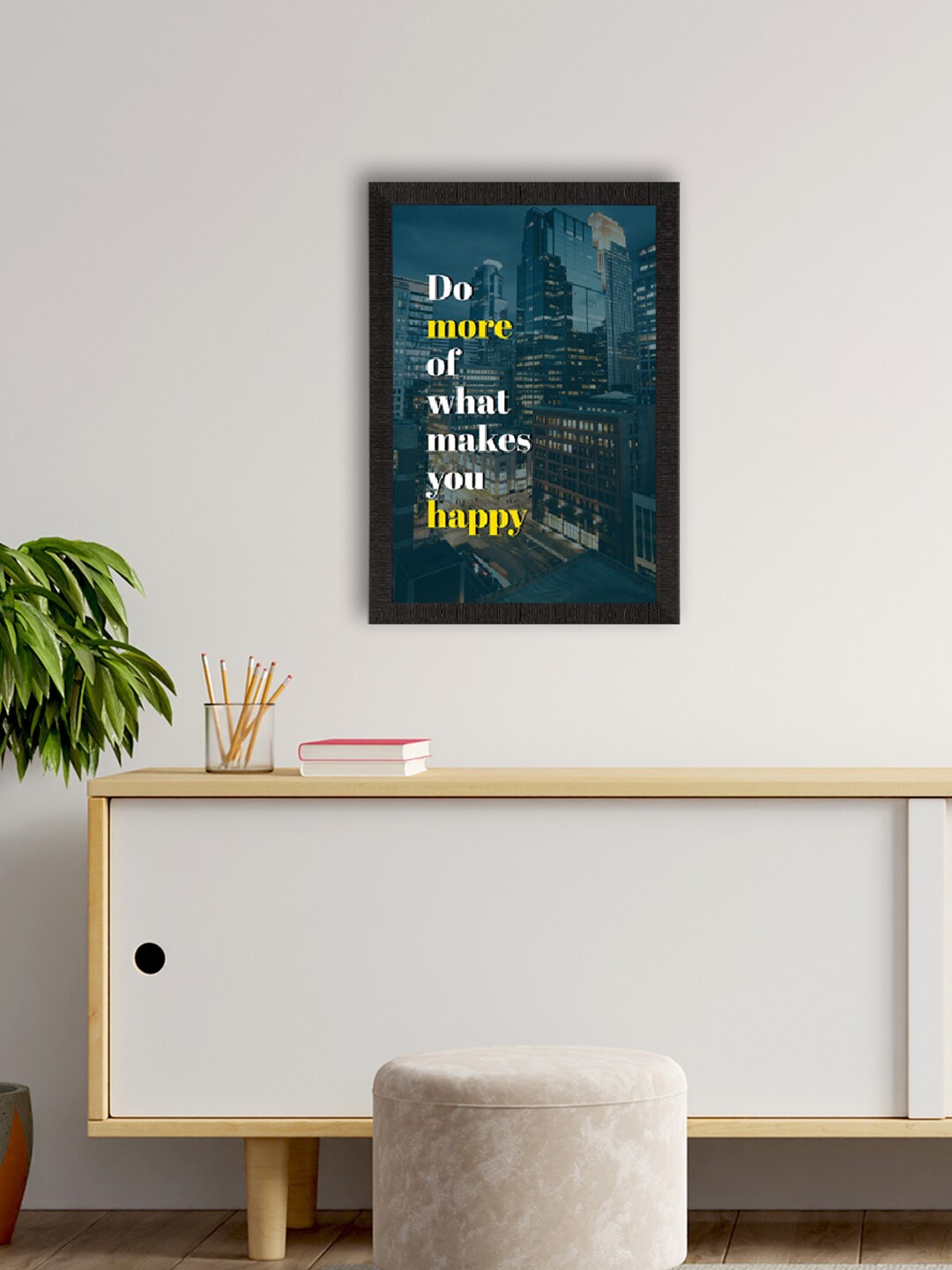 

eCraftIndia Multicoloured Do More Of What Makes You Happy Quote Satin Matt UV Art Painting, Multi
