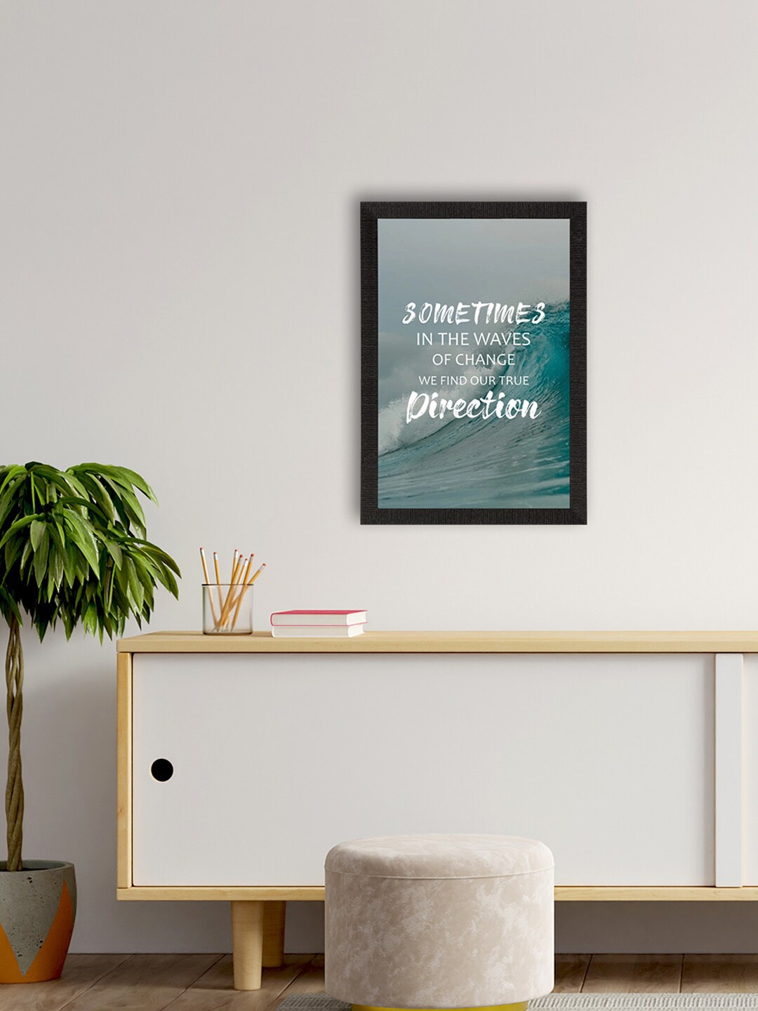 

eCraftIndia Blue & Grey Motivational Quote Printed Framed UV Art Painting