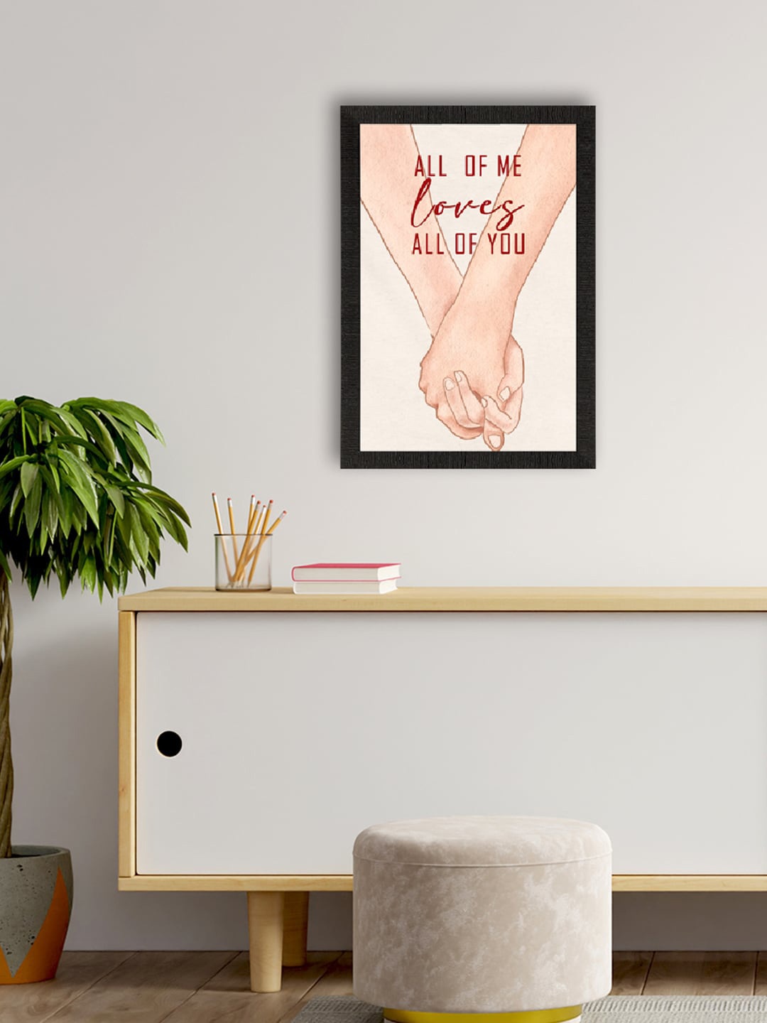 

eCraftIndia White & Pink Love Theme Paintiing Wall Art