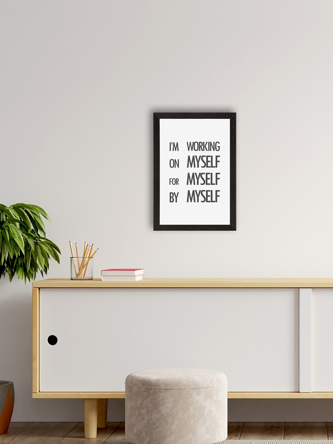 

eCraftIndia Black & White Motivational Quote Printed Framed UV Art Painting