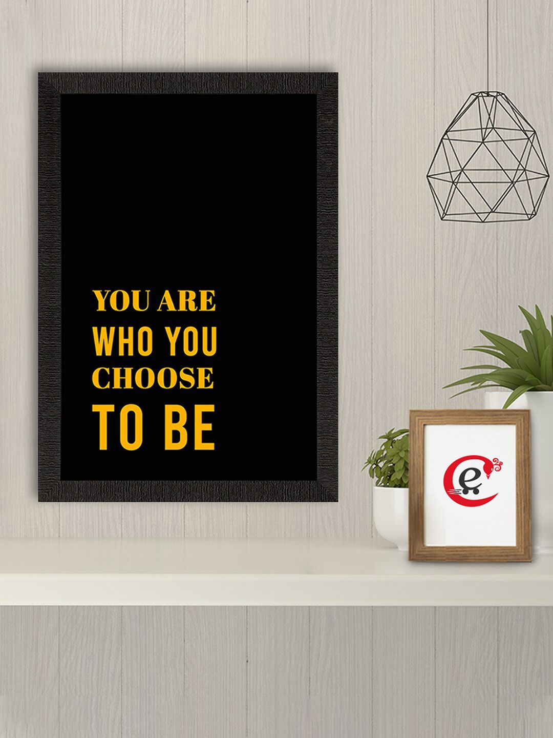 

eCraftIndia Black & Yellow Motivational Quote Printed Framed UV Art Painting