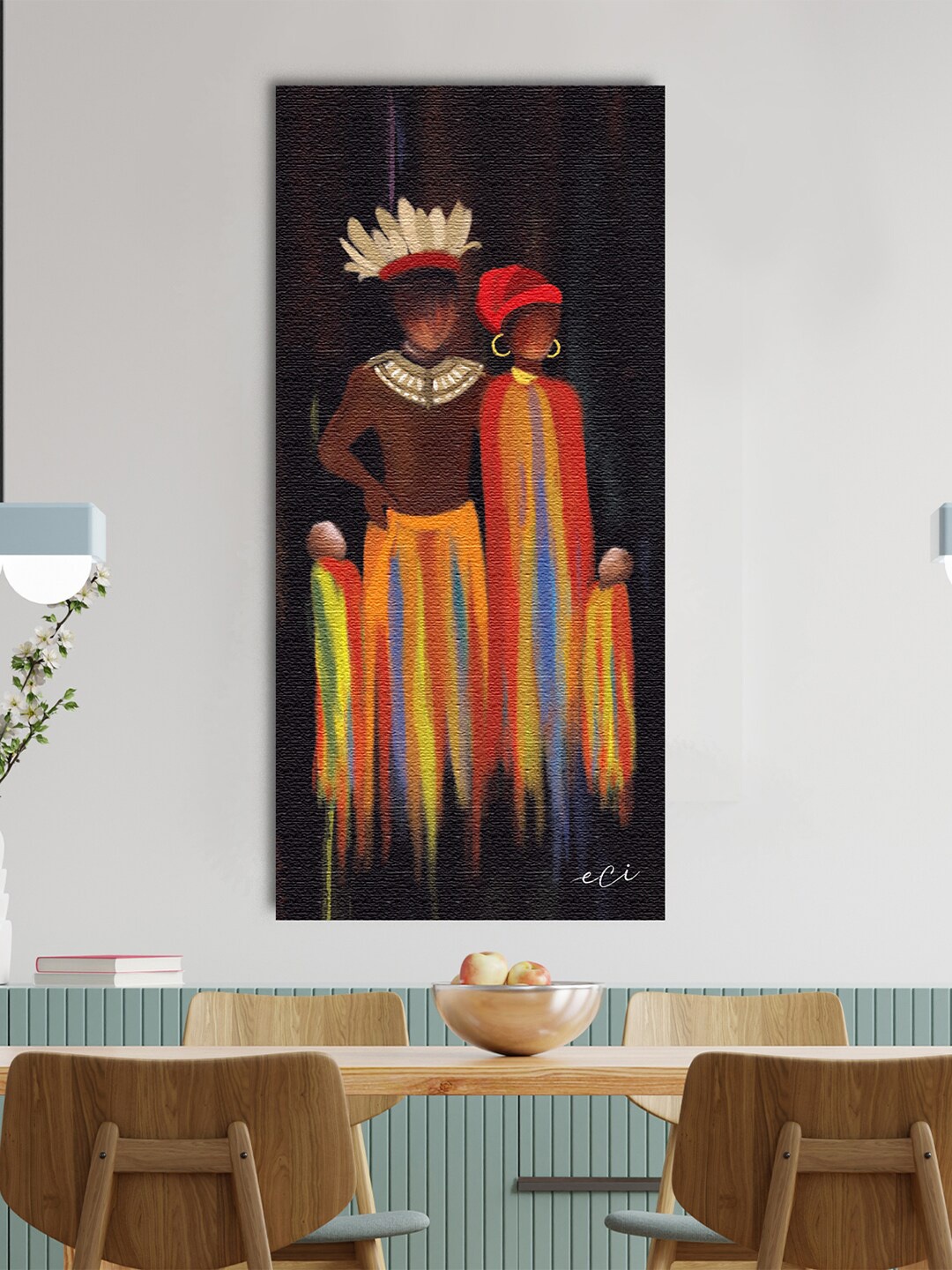 

eCraftIndia Multi Colored Tribal Family Wall Art