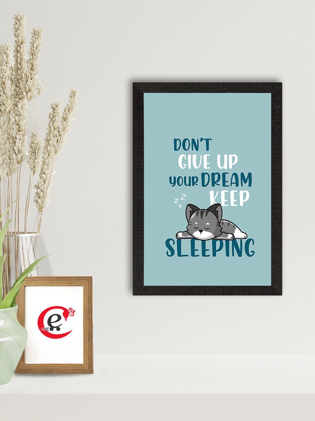 eCraftIndia Sage Green Don't Give Up Quirky Quote Satin Matt Texture UV Art Painting