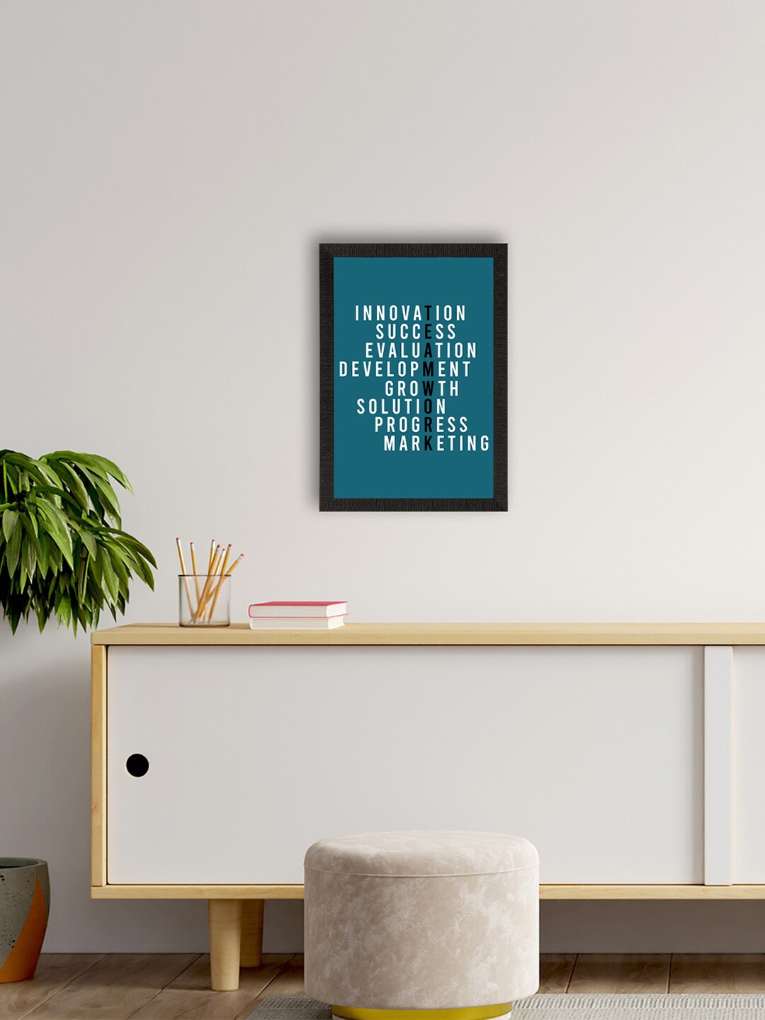

eCraftIndia Blue & White Motivational Quote Satin Matt Texture UV Wall Art