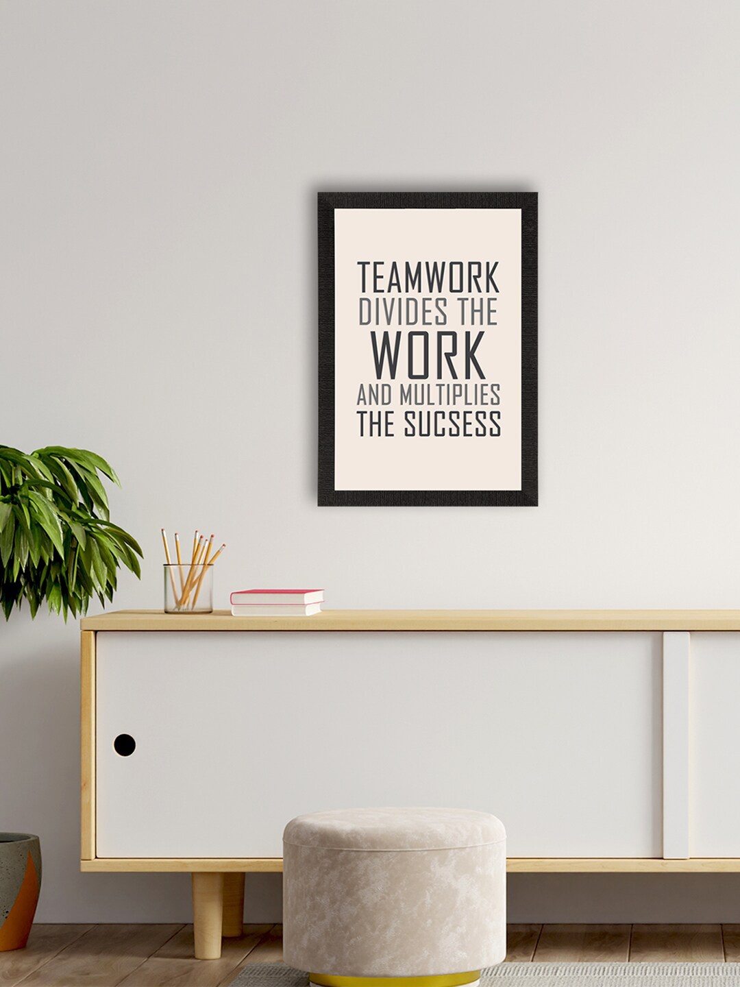 

eCraftIndia Cream-Coloured & Black Motivational Quote Printed Framed UV Art Painting