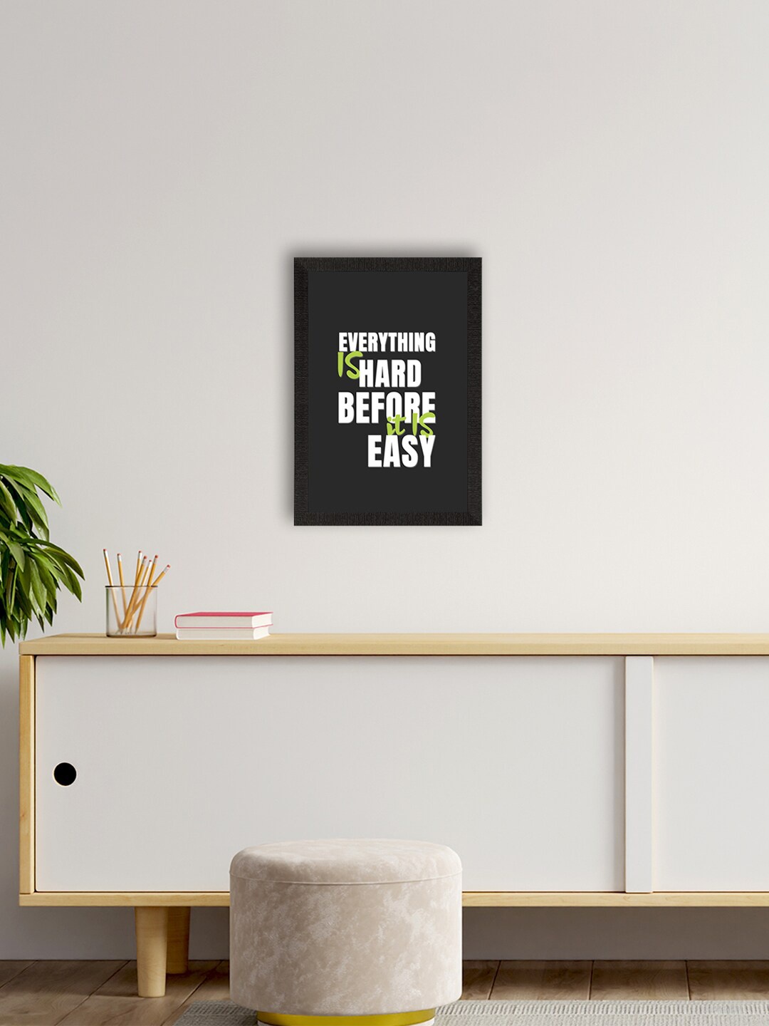 

eCraftIndia Black & White Motivational Quote Printed Framed UV Art Painting