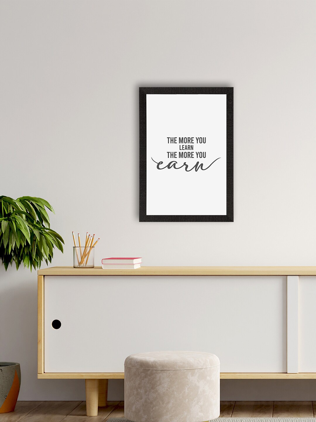 

eCraftIndia White & Black Motivational Quote Printed Framed UV Art Painting