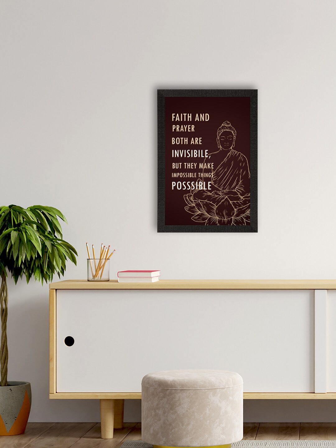 

eCraftIndia Brown & Beige Faith & Prayer Printed Framed Wall Art