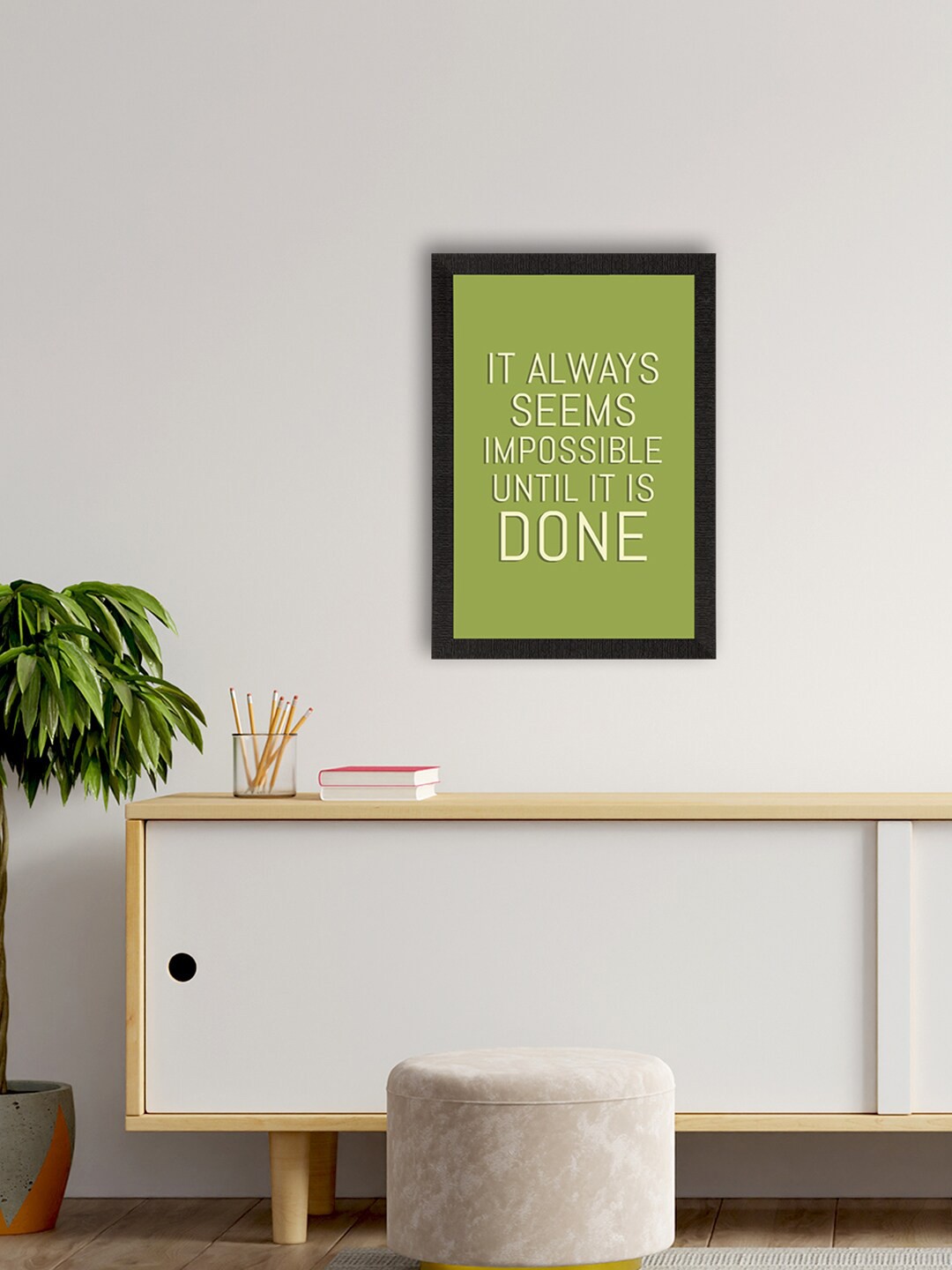 

eCraftIndia Green Motivational Quote Satin Matt Texture UV Art Painting