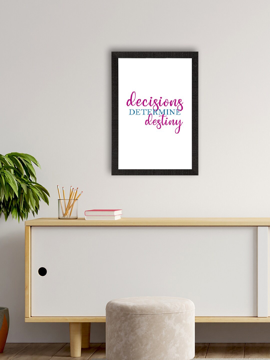 

eCraftIndia White & Pink Motivational Quote Satin Matt Texture UV Art Painting
