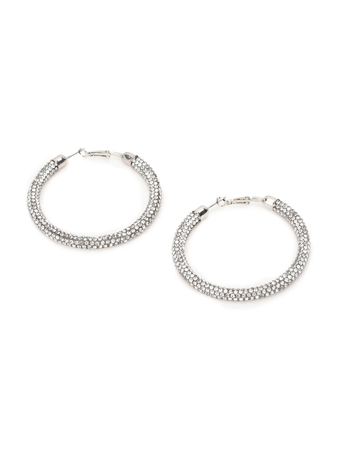 

FOREVER 21 Silver-Toned Contemporary Hoop Earrings