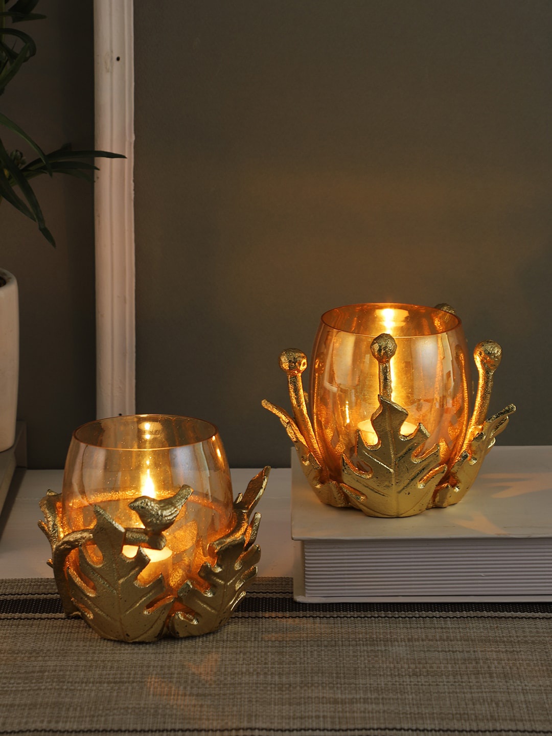 

Cortina Set of 2 Gold-Toned Grandiloquent Candle Holder