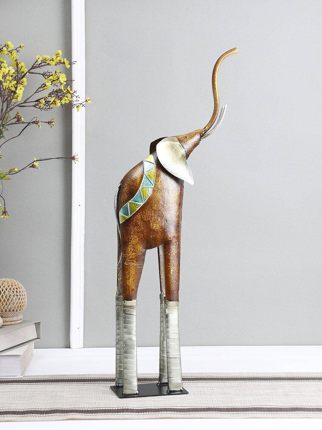 

Aapno Rajasthan Brown & Silver-Toned Elephant Showpiece