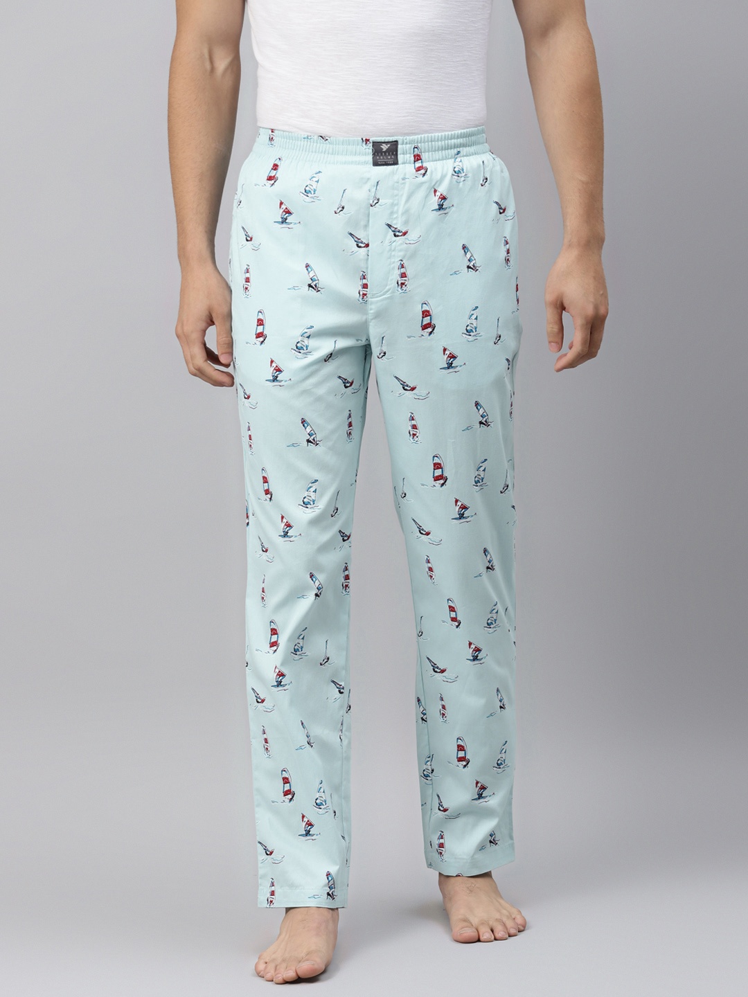 

Hubberholme Men Blue & Red Printed Pure Cotton Lounge Pants