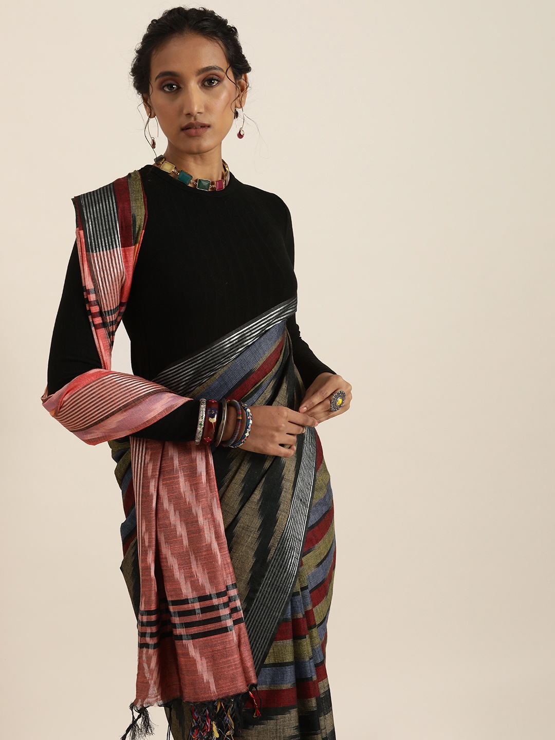 

Taavi Multicoloured Woven Design Ikat Saree, Multi
