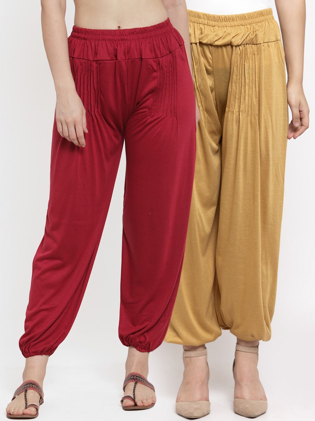 

GRACIT Women Pack of 2 Lycra Harem Pants, Beige