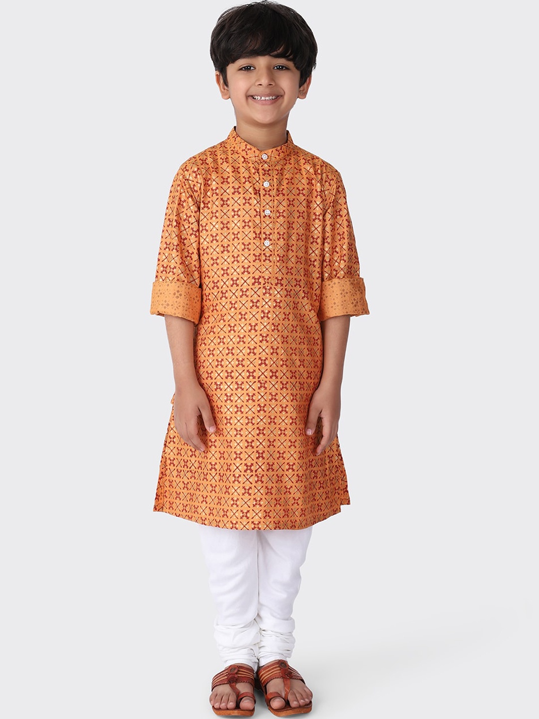 

Fabindia Rust Printed Kurta