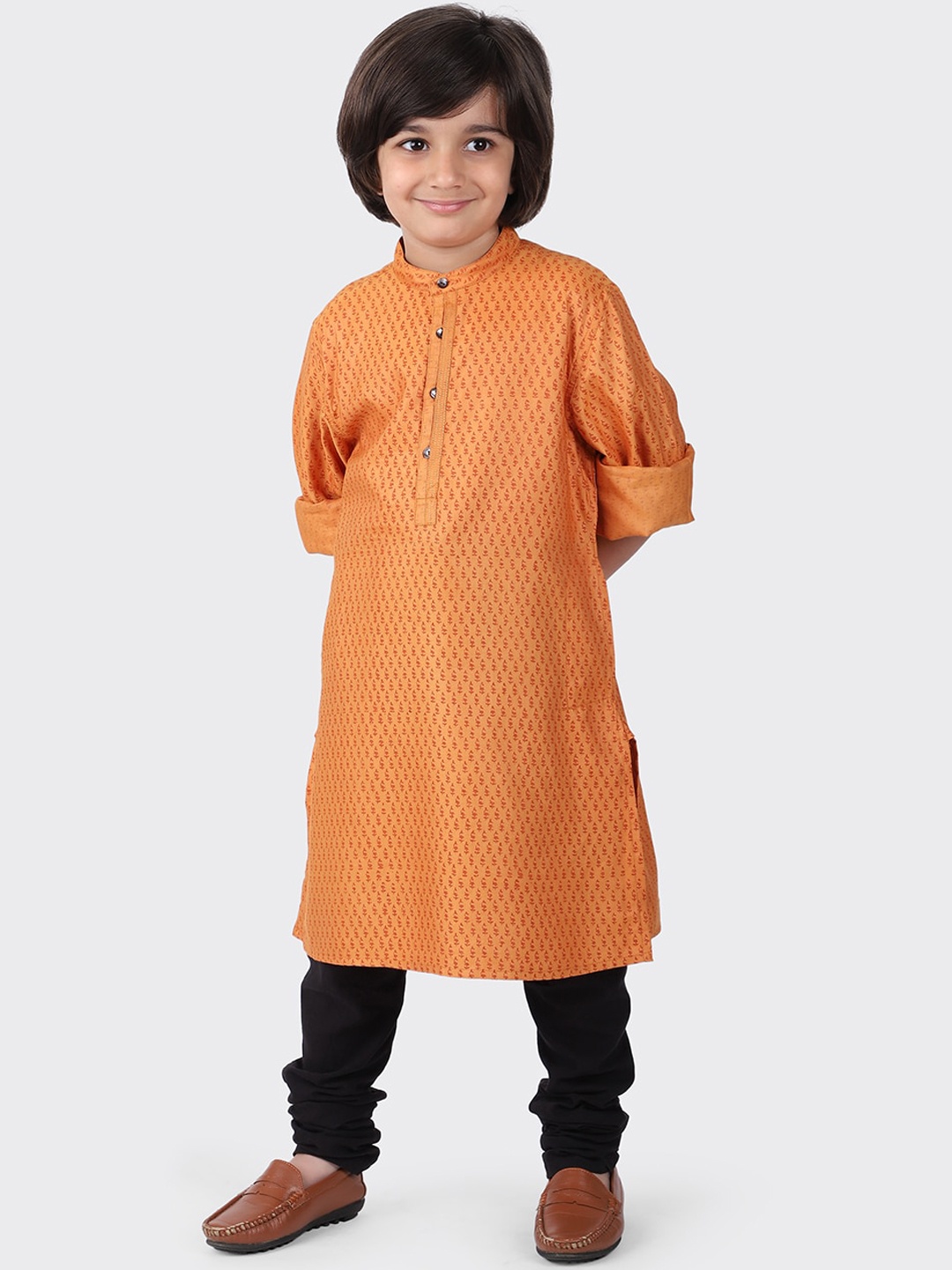 

Fabindia Boys Orange Ethnic Motifs Printed Kurta