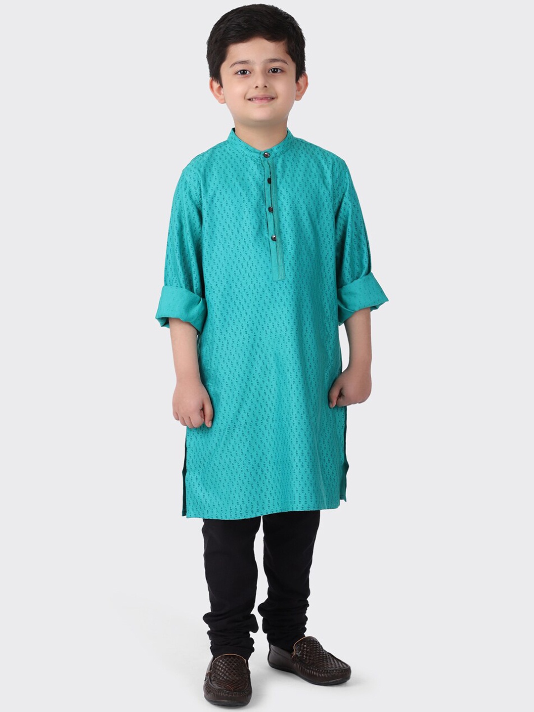 

Fabindia Boys Turquoise Blue Printed Kurta