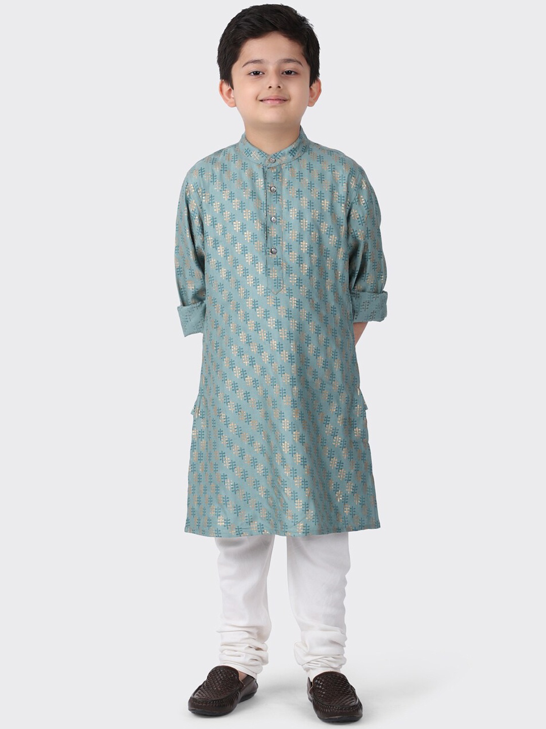 

Fabindia Boys Grey Ethnic Motifs Printed Kurta
