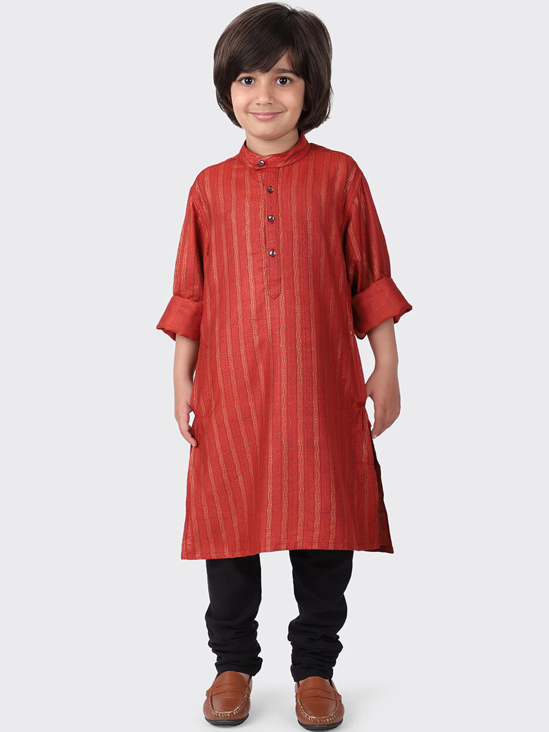 

Fabindia Boys Red Floral Printed Kurta