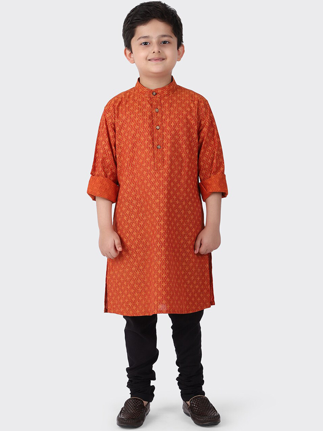 

Fabindia Boys Orange Ethnic Motifs Printed Cotton Kurta