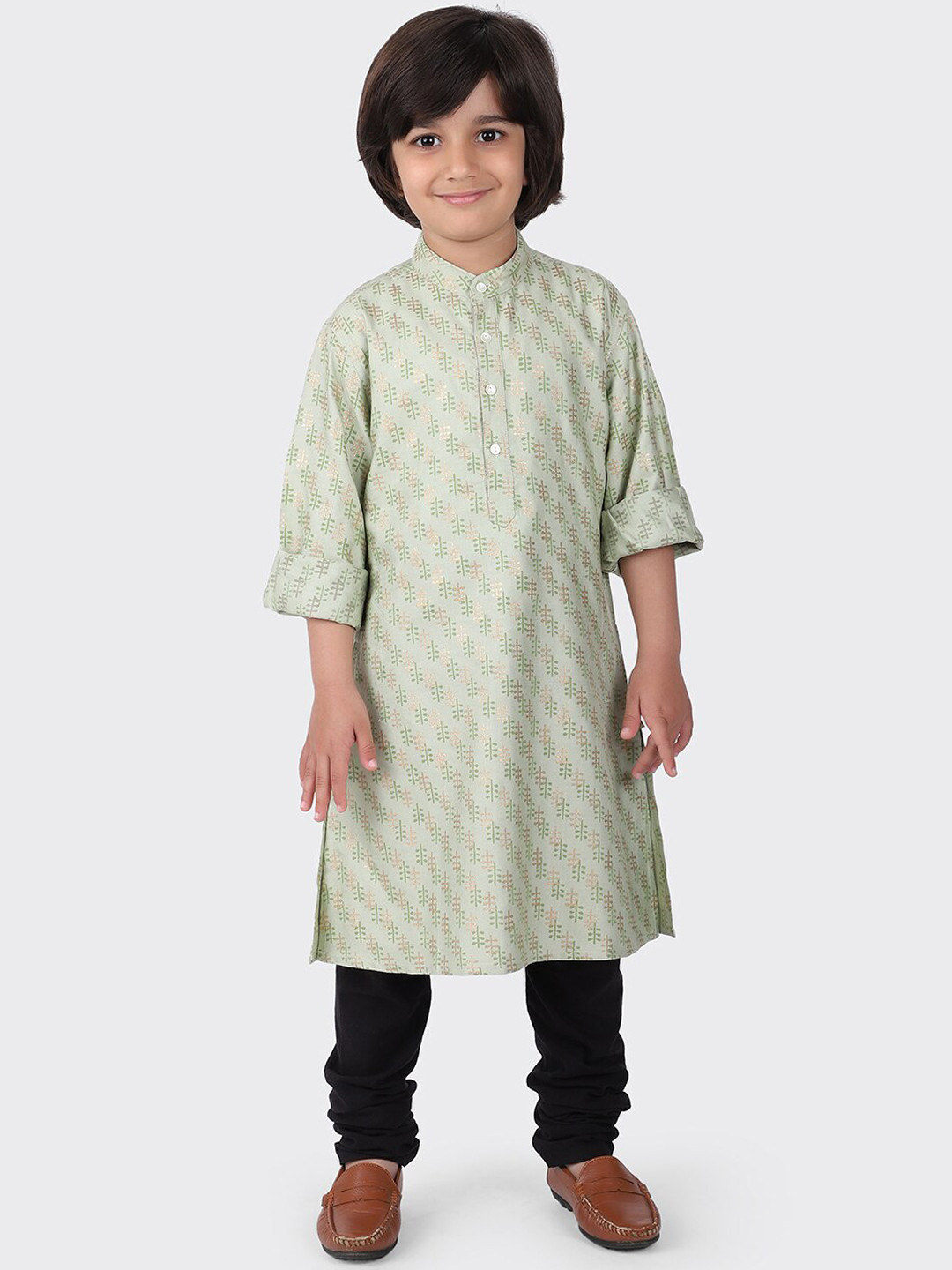 

Fabindia Boys Green Ethnic Motifs Printed Long Kurta