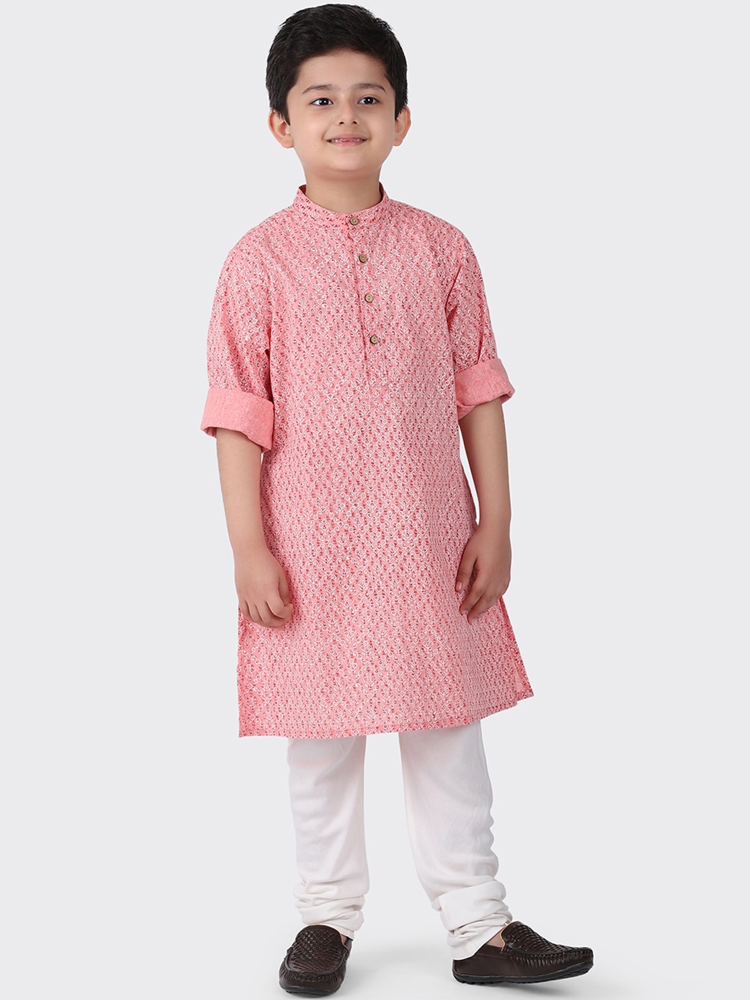 

Fabindia Boys Red Geometric Printed Thread Work Cotton Kurta