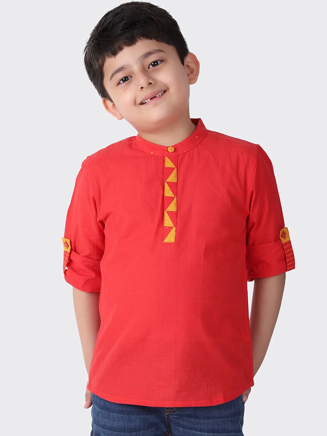 

Fabindia Boys Coral Red Cotton Kurta