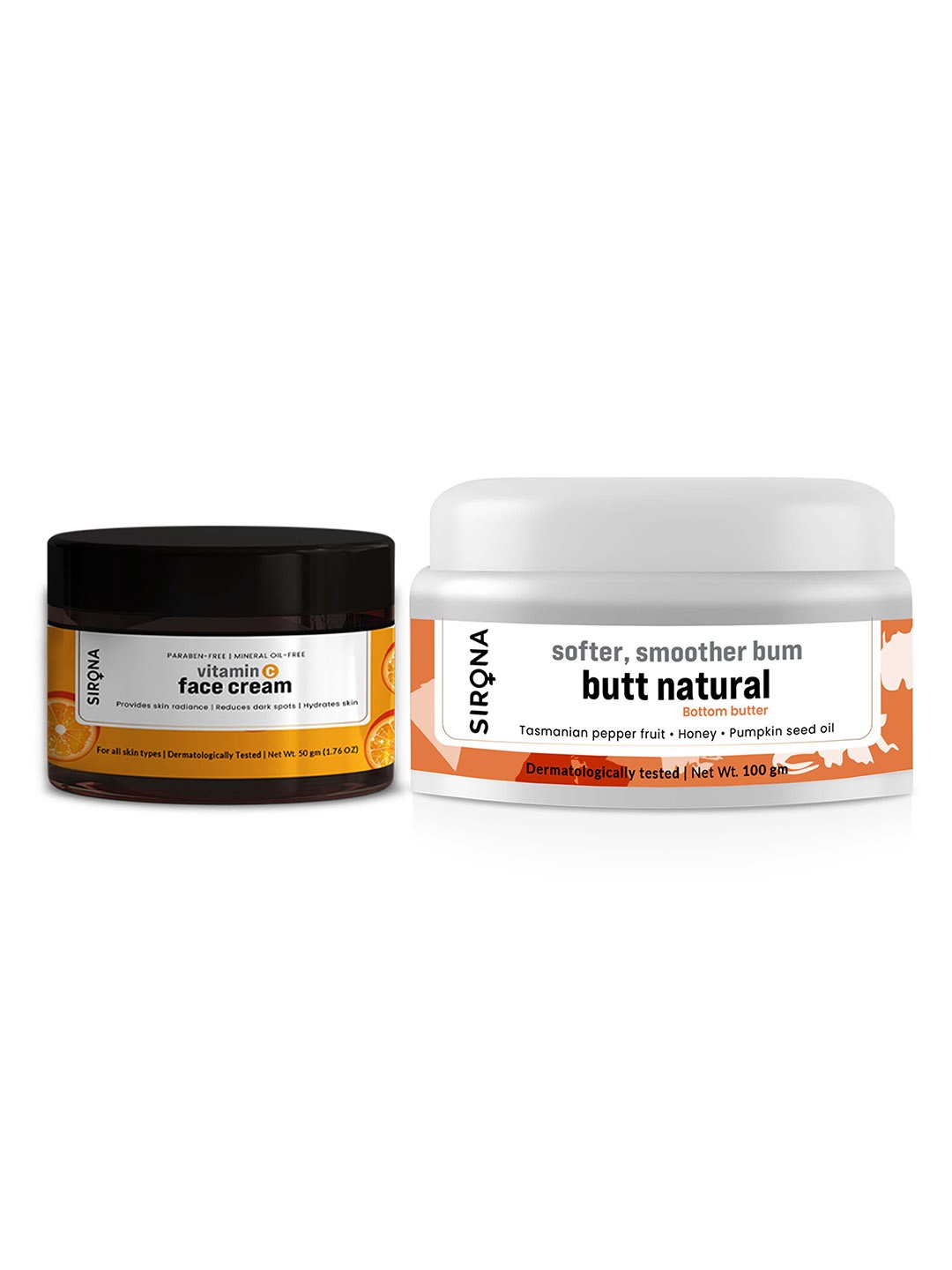 

Sirona Set of Vitamin C Face Cream 50 g & Butt Natural Bottom Butter 100 g, Orange