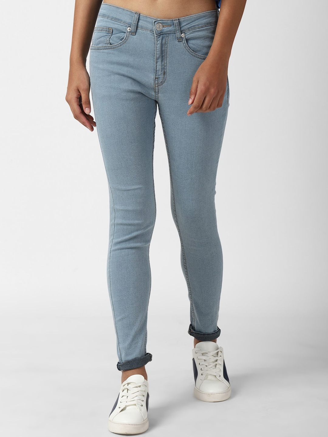 

FOREVER 21 Women Blue Mid-Rise Regular Fit Jeans