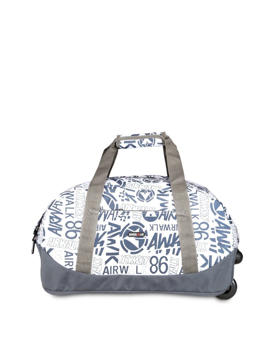 

Bags.R.us White & Grey Printed Duffel Trolley Bag