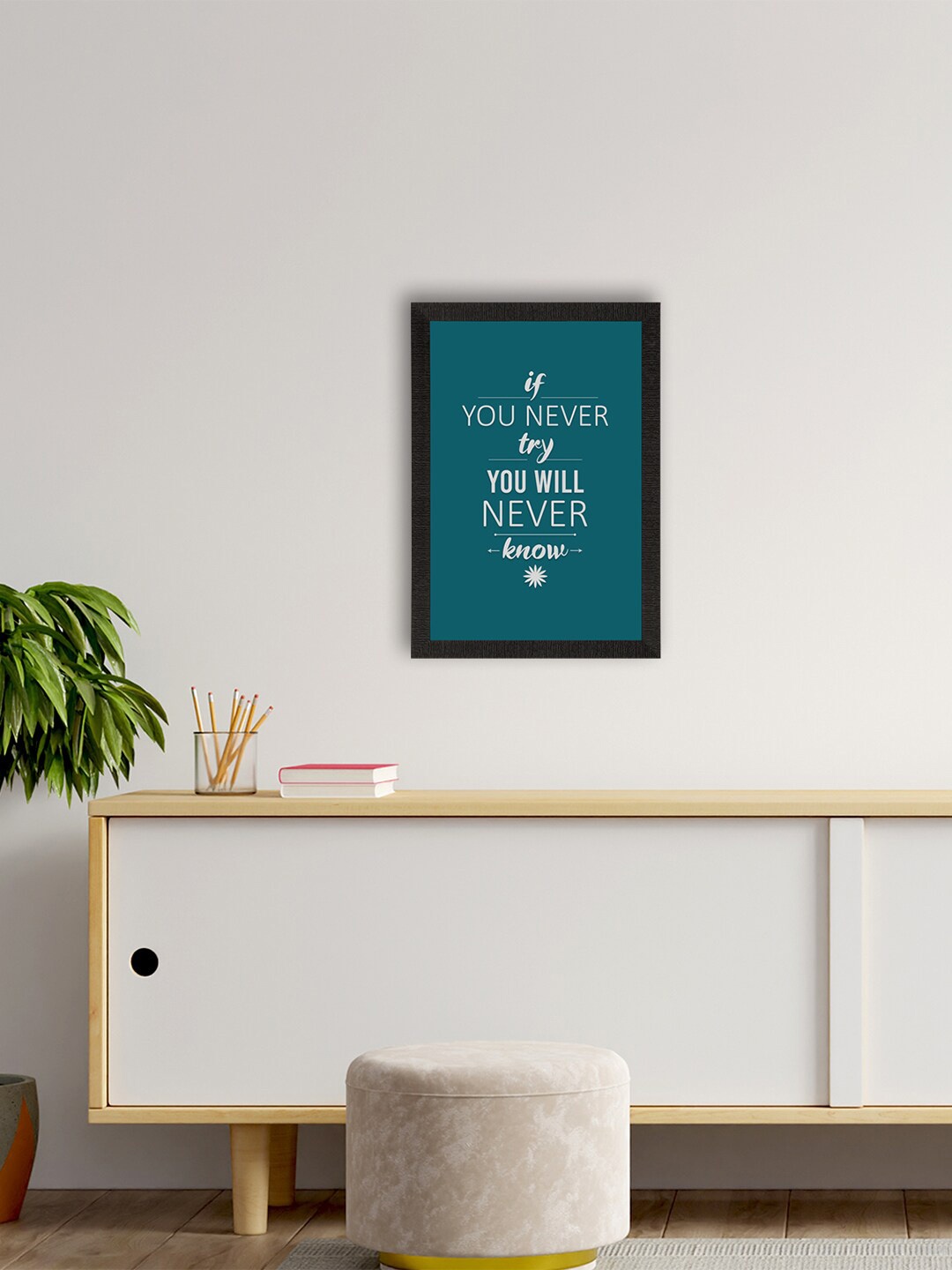 

eCraftIndia Blue & White Motivational Quotes Printed Framed Wall Art