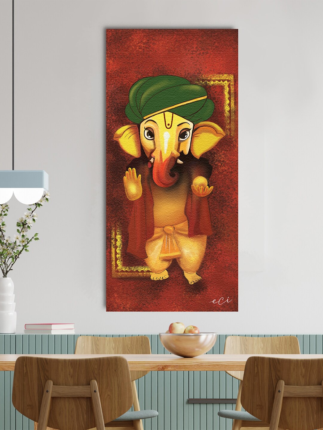 

eCraftIndia Red Lord Ganesha Canvas Printed Wall Art